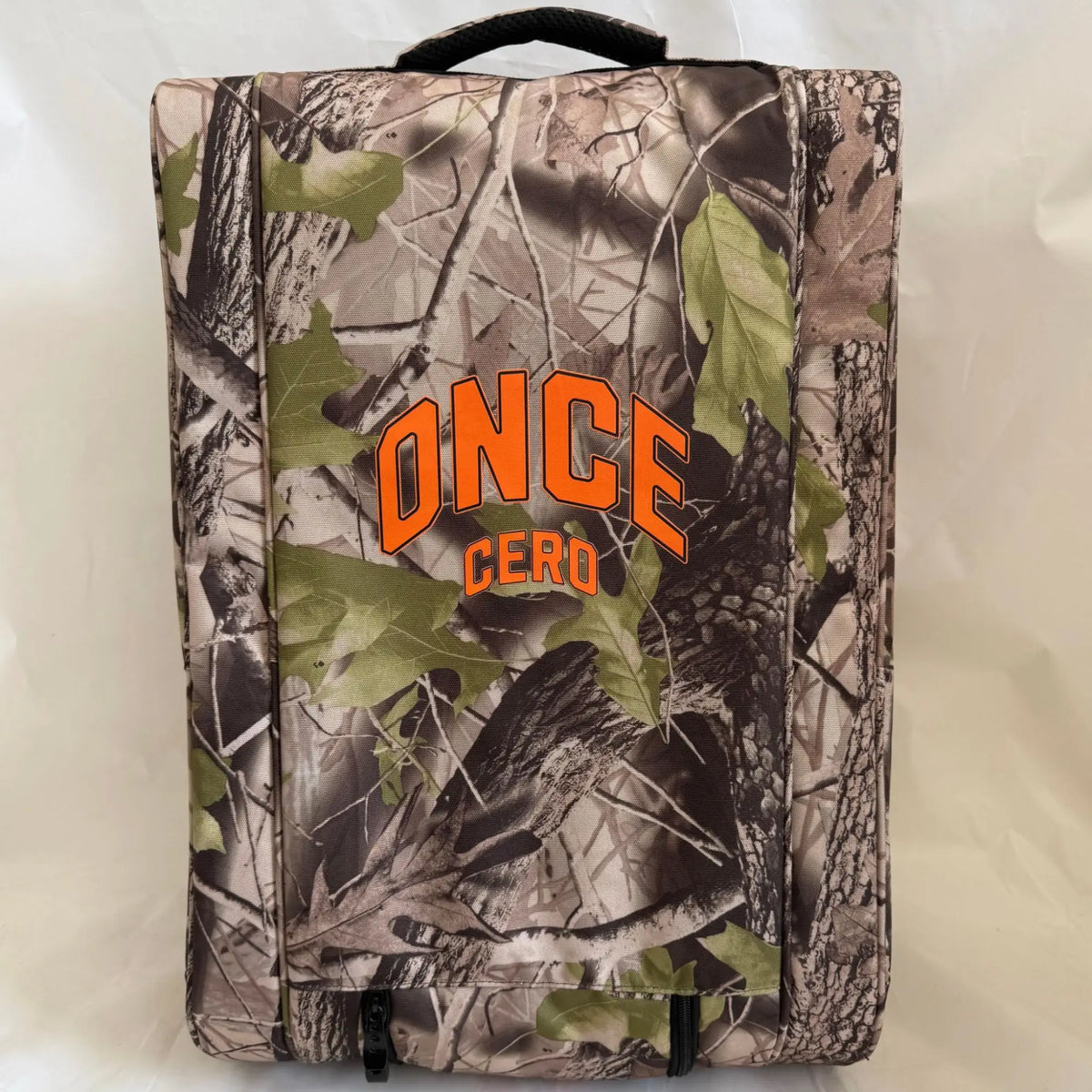 Recon Cero Bag, end panel with orange ONCE CERO lettering